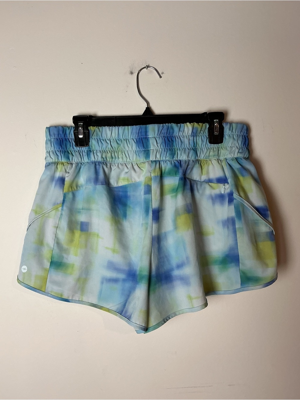Avia Women’s Running Shorts Lined Frozen Aqua Watercolor Size L - Picture 2 of 3